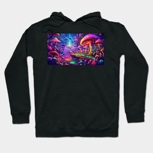 Neon Fungi: A Psychedelic Mushroom Mirage Hoodie